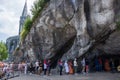 Grotto Masabiel - a cave in the rock, the site of the apparitions of Our Lady of Lourdes Royalty Free Stock Photo