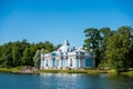 The Grotto pavilion, with a fanciful high roof, located on the northern side of the Great Pond,The Catherine Palace , a Rococo