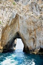 Grotto in sea-rock, Capri Italy. Royalty Free Stock Photo
