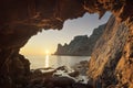 Grotto with sea view Royalty Free Stock Photo