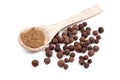 Ground allspice on wooden spoon Royalty Free Stock Photo