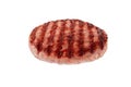 Beef patty or burger with grill marks isolated on white. Transparent png additional format Royalty Free Stock Photo