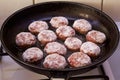 Ground Beef Meatballs in a Black Pan