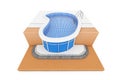 In - Ground Blue Outdoor Swimming Water Pool with Ladder Construction Plan. 3d Rendering