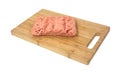 Ground chicken on wood cutting board Royalty Free Stock Photo