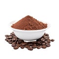 Ground coffee and beans isolated on white background Royalty Free Stock Photo