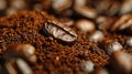 ground coffee and coffee beans close-up Royalty Free Stock Photo