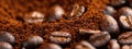 ground coffee and coffee beans close-up Royalty Free Stock Photo