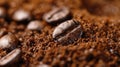 ground coffee and coffee beans close-up Royalty Free Stock Photo