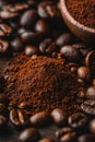 ground coffee and coffee beans close-up Royalty Free Stock Photo