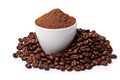 Ground coffee in cup on white Royalty Free Stock Photo