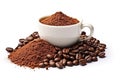 Ground coffee in cup on white Royalty Free Stock Photo