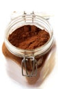 Ground coffee in a glass jar Royalty Free Stock Photo