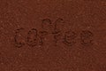 The texture of the coffee with the inscription.