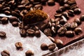 ground coffee.Spoon ground coffe Royalty Free Stock Photo