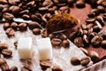 ground coffee.Spoon ground coffe Royalty Free Stock Photo