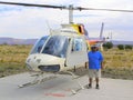 Ground crew with helicopter at Grand Canyon