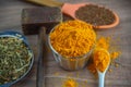 Ground culinary condiment made from saffron Crocus sativus