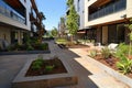 ground floor patios with privacy landscaping at a deluxe complex