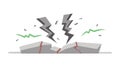 Ground Fracturing with Lightning Strikes, vector design Generative AI Royalty Free Stock Photo