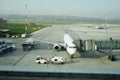 Ground handling of an airplane. Refueling and taking baggage