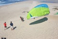 Ground Handling a paraglider on the beach