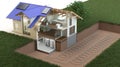 Heat Pump, ground source, 3D illustration