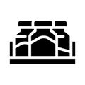 Ground herbs in jars ready for sale in pharmacy glyph icon vector illustration