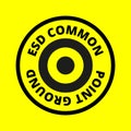 Ground icon, sign. Electrical symbol isolated on yellow background. ESD, EPA. Common ground point. Electrostatic