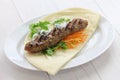 Ground lamb kebab sandwich