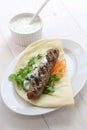 Ground lamb kebab sandwich