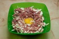 Ground meat, cabbage and egg