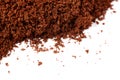 Ground milled coffee powder isolated over white background Royalty Free Stock Photo