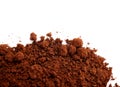 Ground milled coffee powder isolated over white background Royalty Free Stock Photo