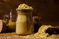 Ground mustard powder Royalty Free Stock Photo