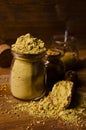 Ground mustard powder Royalty Free Stock Photo