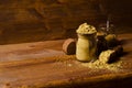 Ground mustard powder Royalty Free Stock Photo