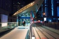 The ground pavilion in Dubai metro station. Night scene