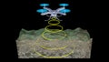 Ground penetrating radar GPR. GPR emits scan signals to detect object below earth`s surface . 3d render illustration view 7 Royalty Free Stock Photo