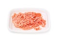 Ground pork in plastic tray isolated on white background Royalty Free Stock Photo