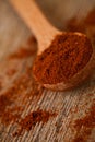 Ground red pepper in wooden spoon Royalty Free Stock Photo