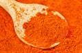 Ground red pepper and wooden spoon Royalty Free Stock Photo