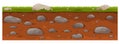 Ground in a section with different layers. Seamless pattern with land platforms for games. Vector illustration