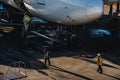 Ground service checking the airplane