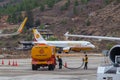 Ground services at the Paro International Airport in Bhutan Royalty Free Stock Photo