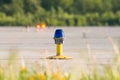 Ground side lamp taxiway at the airport. Royalty Free Stock Photo