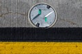 Ground side lamp taxiway at the airport. Landing lights on the runway close up Royalty Free Stock Photo