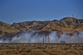 Southern California Wildfire Burns near Highway 5 Royalty Free Stock Photo