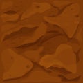 Ground texture, soil top view in cartoon style seamless. Game interface background, brown earth.