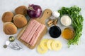 Teriyaki Turkey Burger with Grilled Pineapple Ingredients Royalty Free Stock Photo